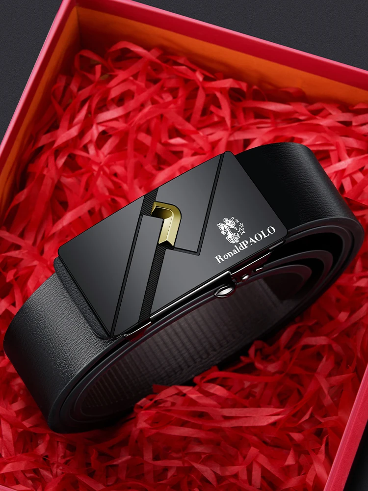 ポール本革ベルトメンズカジュアルファッションインナーウェア自動バックルウエストベルト高級品ファッショナブルなメンズパンツベルト