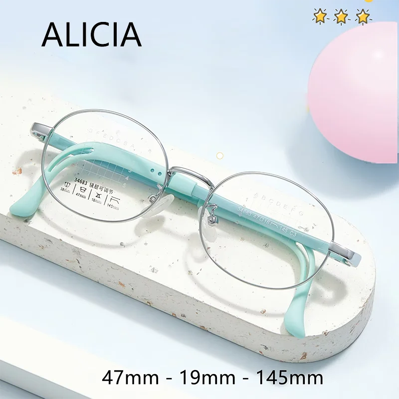 

ALICIA Boys Girls' Optical Prescription Eyeglasses Frames New Non-slip Children's Spectacles Round Silicone Comfortable Eyewear