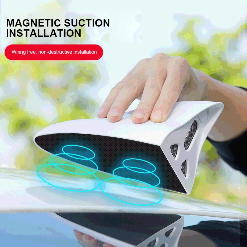 Universal Car Shark Fin Antenna Unique Strobe Light Solar Energy Remote Signal Roof Anticollision Decoration Lights Car Styling