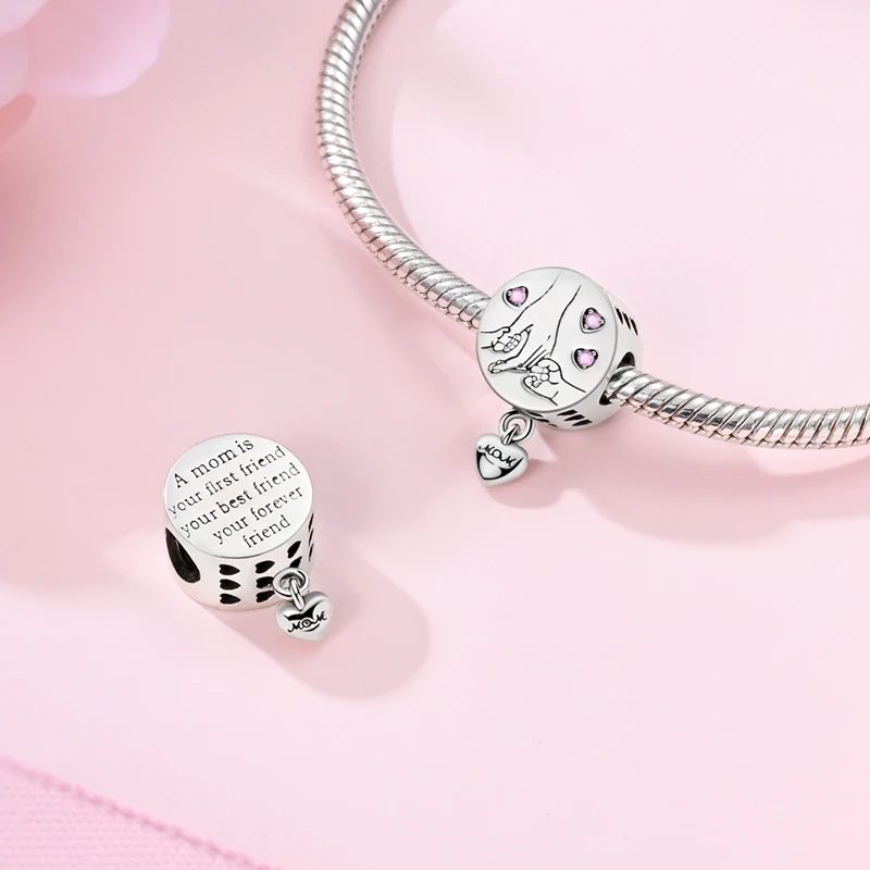 New Love Heart Shaped Charms 925 Sterling Silver Family Love Friendship Charms Fit Original Bracelet Bangle Women Jewelry Gifts