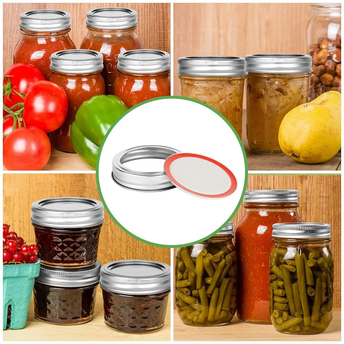 A38I20Pcs Mason Jar Lids & Rings Set for Regular Mouth Canning,Split-Type & Leak Proof Lids for Ball Kerr Jars (70 MM)