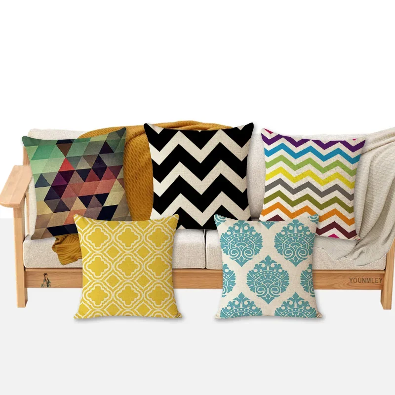 Funda de cojín geométrica para sofá, cubierta de almohada decorativa para el hogar, de 45x45cm, para asiento de cama