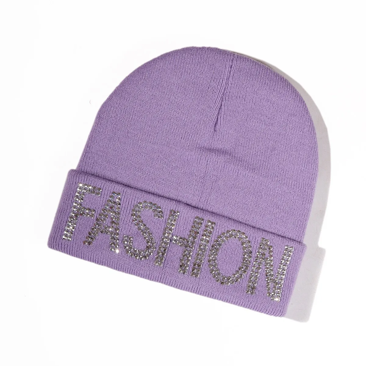 Purple Crystal Bling diamond Beanie Girl Lady Beanies Women Cap Beauty Hats Ins Bonnet Knited Hoods Lady Hats Accessories Gorro