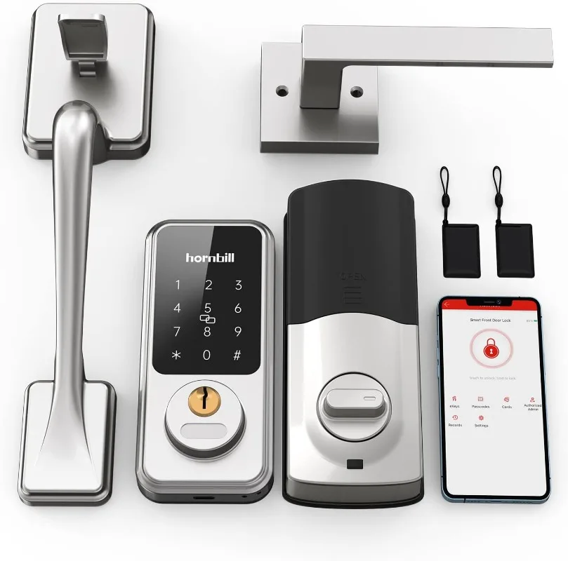 

Hornbill Smart Front Door Lock Set, Keyless Entry Door Lock with Handle, Smart Deadbolt Keypad Lock, Alexa Front Door Handle Set