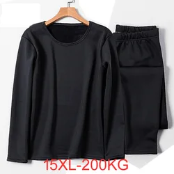 Winter men's plus size Underwears plus velvet thick oversized O-neck warm suit Long Johns 10XL 8XL 15XL thermal underwear 200KG