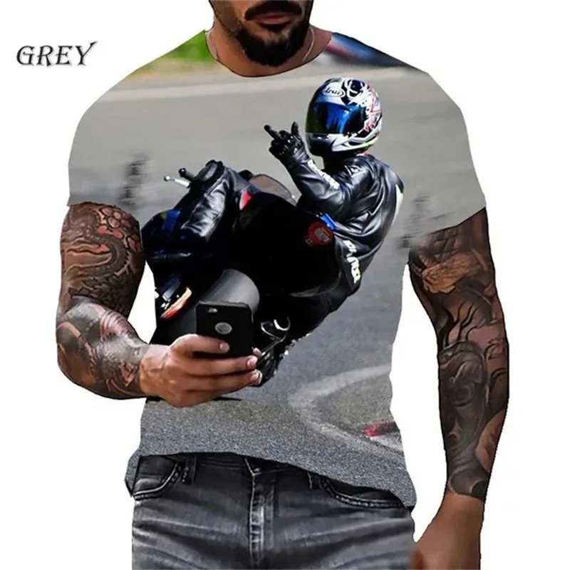 Cool Motorcycle Racing Graphics T-Shirt For Men 3D Printed Plus Size Men\'s T -Shirt Summer Short Sleeve Tee Tops Streetwear