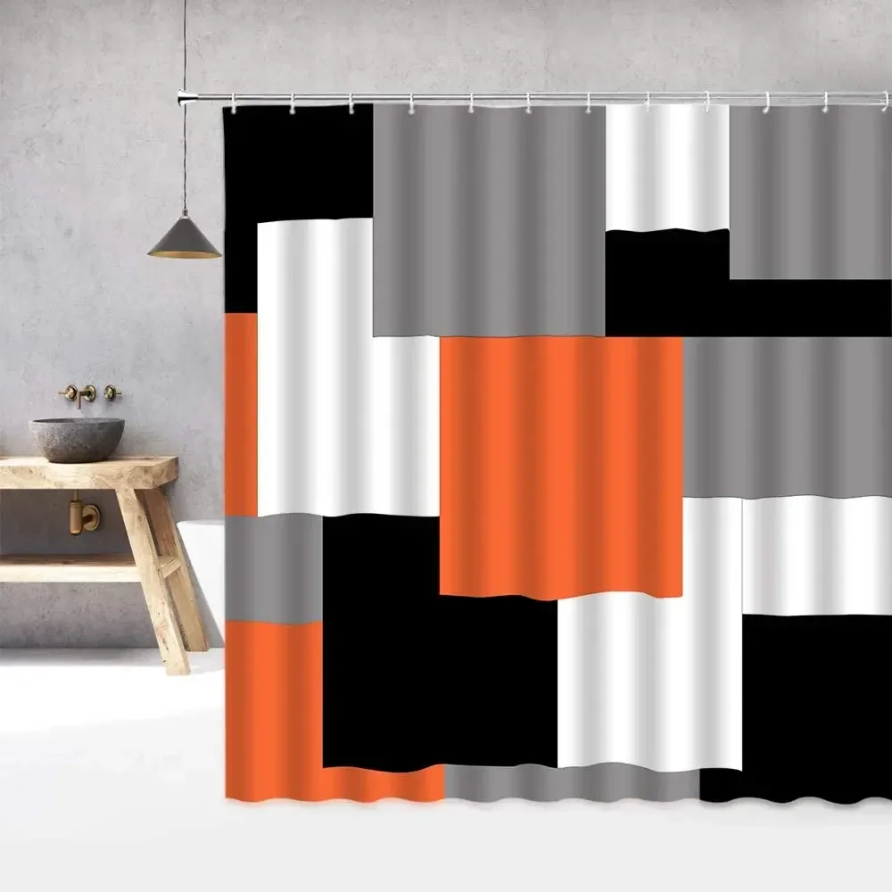 Black And White Cow Spots Shower Curtain Camouflage Plaid Wood Grain Leopard Geometric Pattern Bath Decor Fabric Hooks Curtains