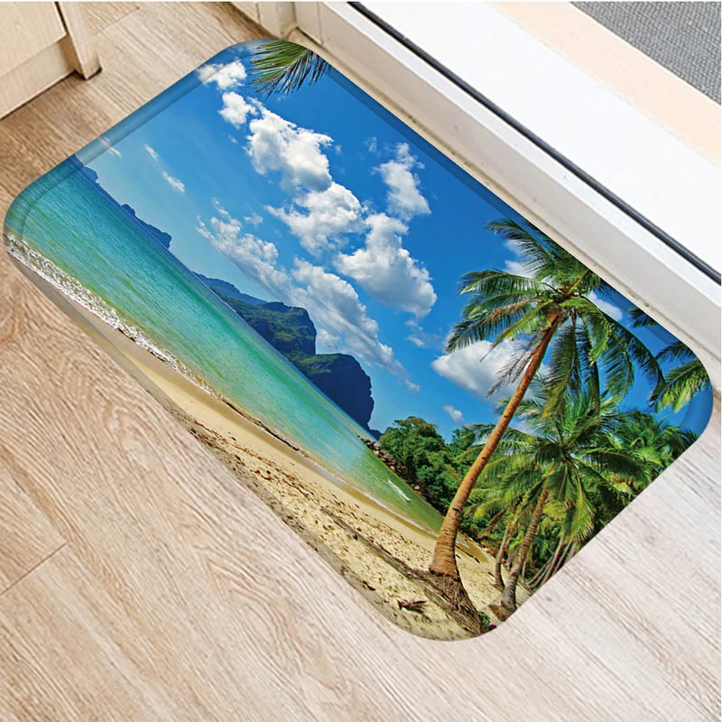 Beach Landscape Pattern Fashion Printing Kitchen Floor Mat and Bedroom Carpet Beautiful Furniture Accessories  