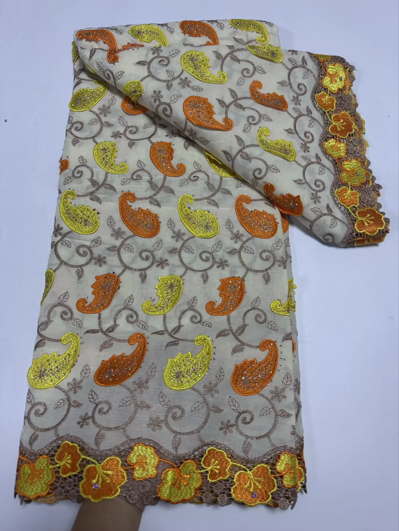 

Nigerian 3D Lace Cotton Dry Lace Fabric 2026 High Quality Swiss Voile Stones Embroidery Lace Fabric For Women Prom Party Dresses