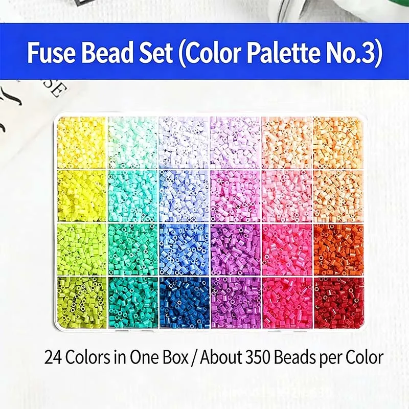 

24 Colors 2.6mm Fuse Beads Kit Melt Beads Set DIY 3D Craft Educational Toys Handmade Puzzle Gift for Kids Boys Girls