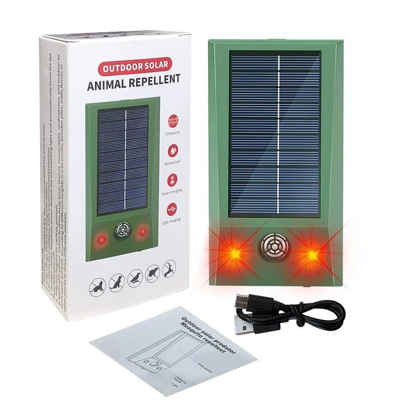 Repelente Ultrasónico Solar para Palomas y Aves, IP58 Impermeable, con Luz LED Intermitente, Control Electrónico de Plagas para Exteriores y Jardines