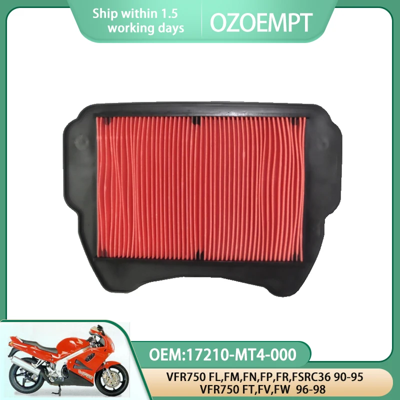 

OZOEMPT Motorcycle Air Filter Apply to VFR750 FL,FM,FN,FP,FR,FSRC36 90-95 VFR750 FT,FV,FW 96-98 OEM:17210-MT4-000