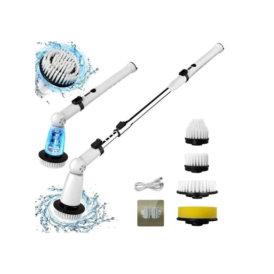 

Electric Spin Scrubber, Upgraded Bathroom Cleaner, Power Shower Cleaning Brush With Extendable Handle and 4 Brush Heads, Dual S