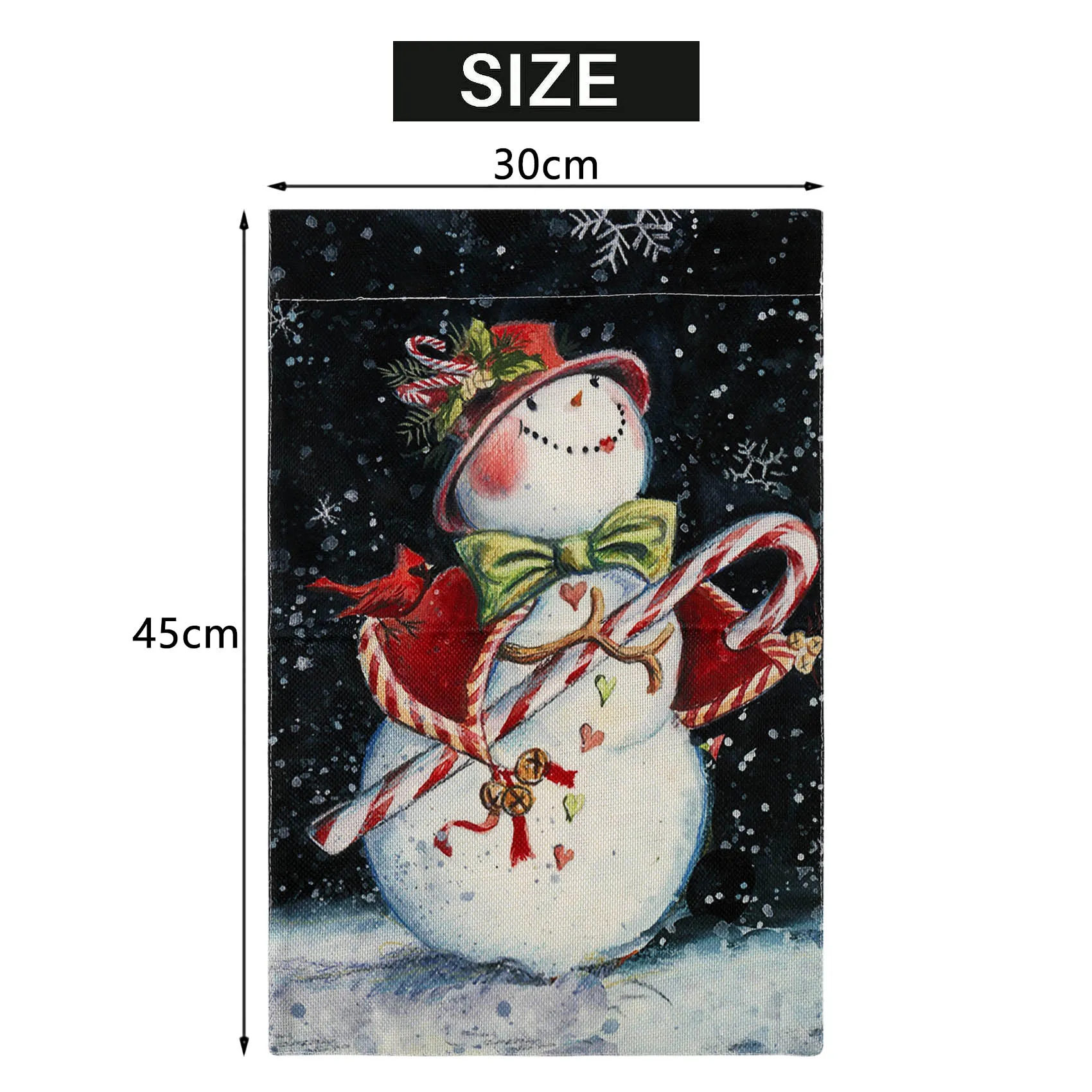 ธงตกแต่งสวนธีมคริสต์มาสสวยงาม ธงผ้าลินินลายมนุษย์หิมะสำหรับเทศกาลฤดูหนาว ตกแต่งสวน ลานบ้าน หน้าต่าง ถนน