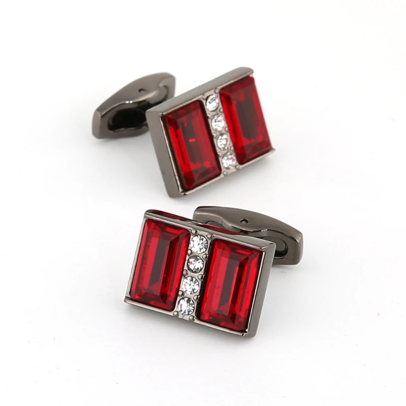 Cufflinks High-grade Golden Men\'s Business Banquet Wedding Daily Accessories Gifts Vintage French Shirt Red Crystal Cuff Links