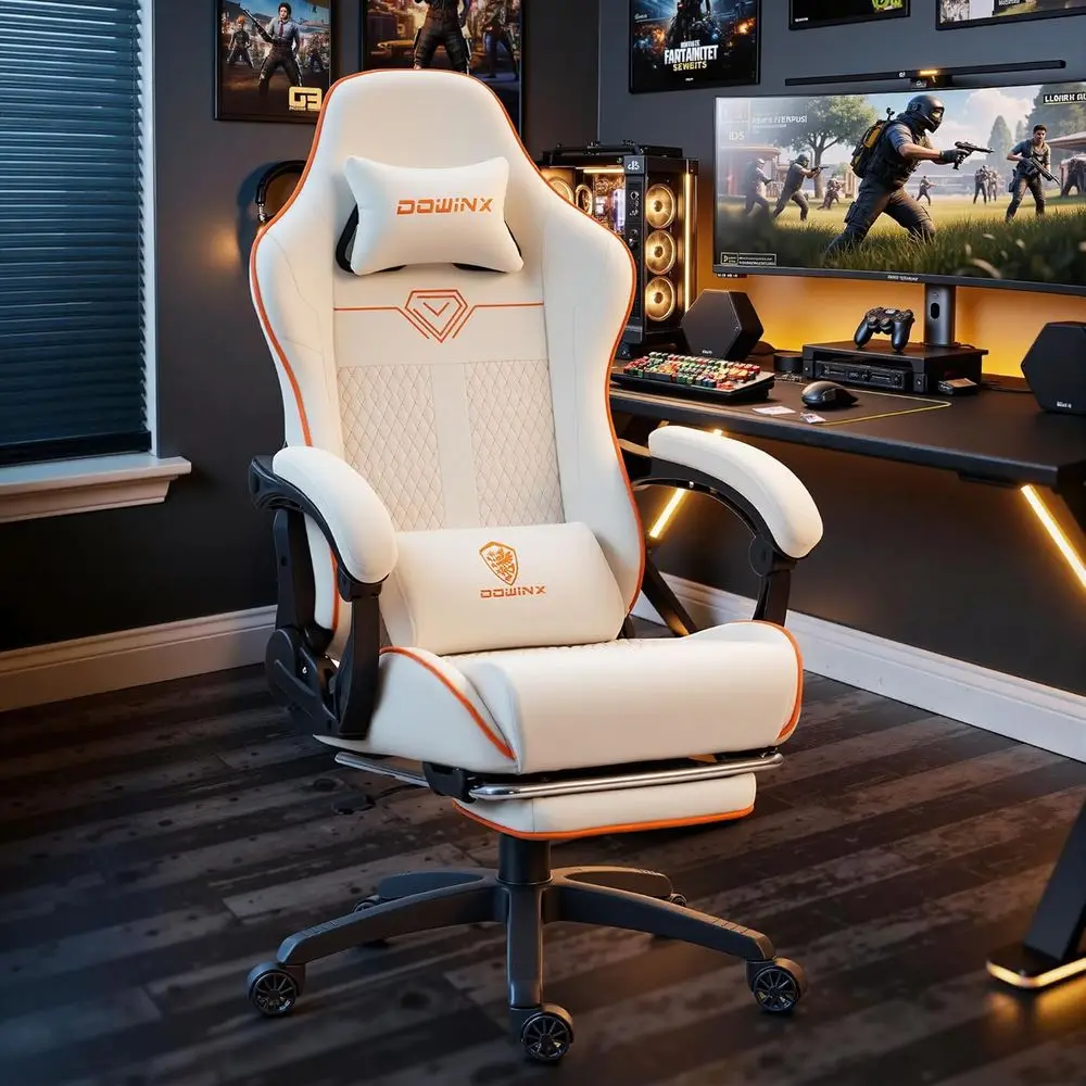 Ergonomic Racing-Style Gaming Chair for 350lbs, Reclining with Lumbar Massage Support, Ideal for Extended Gaming or Work Session