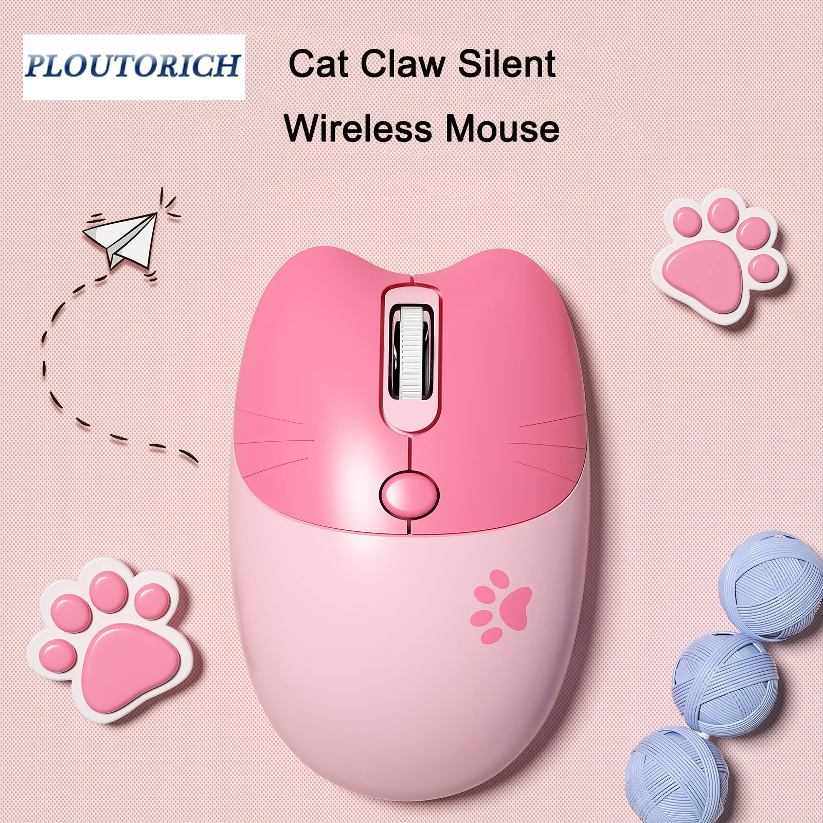 

Wireless Cat Appearance Mouse Mute Button Plug And Play 1600 DPI Adjustable Sleep Power Saving Office Use Mice For Girl Gift