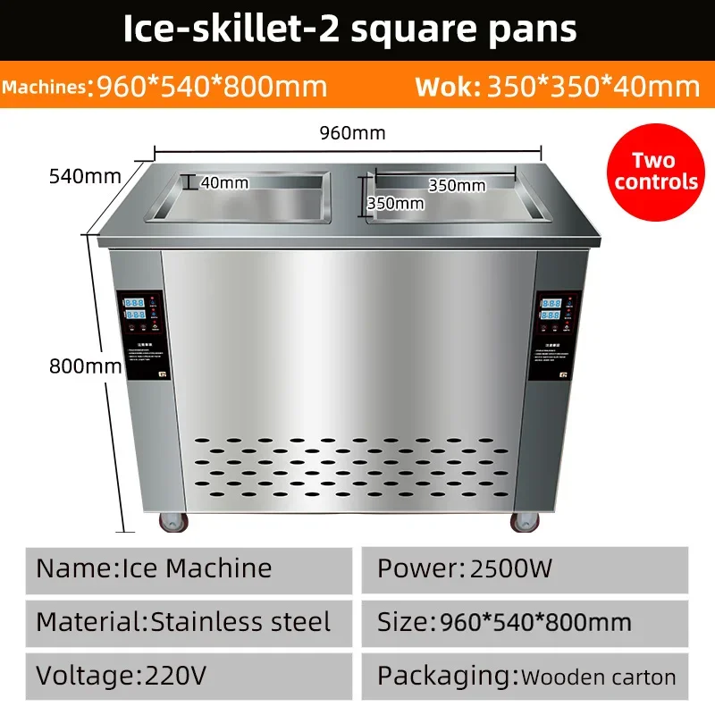 Hot Sale Double Pot Fried Ice Cream Machine Fried Ice Cream Roller Machine Ice Pot Machine