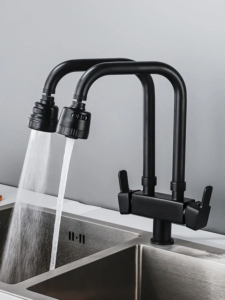 

Kitchen wash basin hot and cold faucet all copper water purification dual-purpose double tube