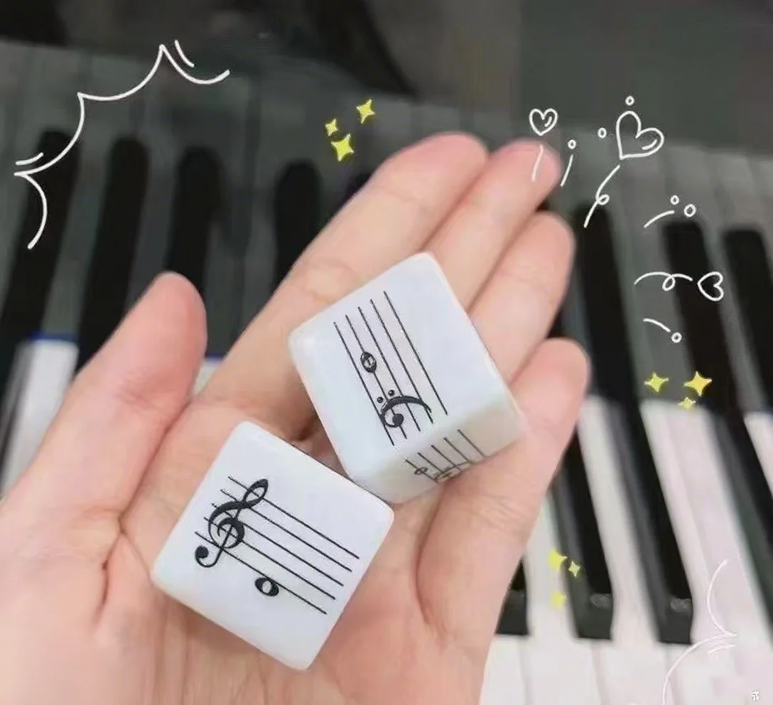 2Pcs Music Staff Dice 12 Tone Scale Music Interval Theory Learning for Beginners Composition Improvisation Music Teaching Tool