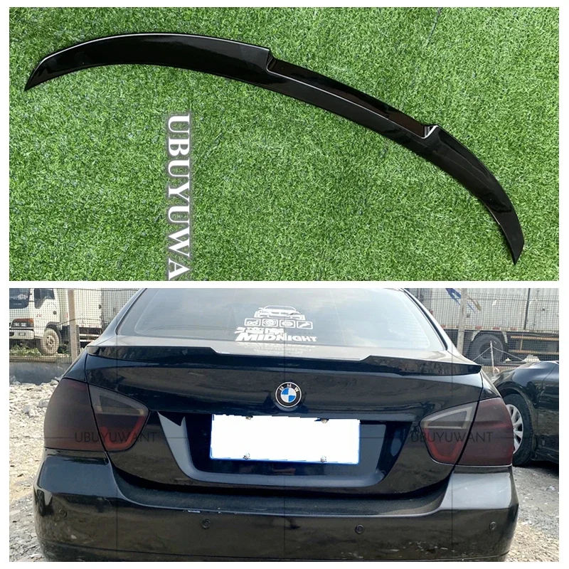 For BMW E90 3 Series 320i 320d 2005-2011 Rear Trunk Spoiler Carbon Fiber Look Unpainted Color Rear Roof Wing Car Styling