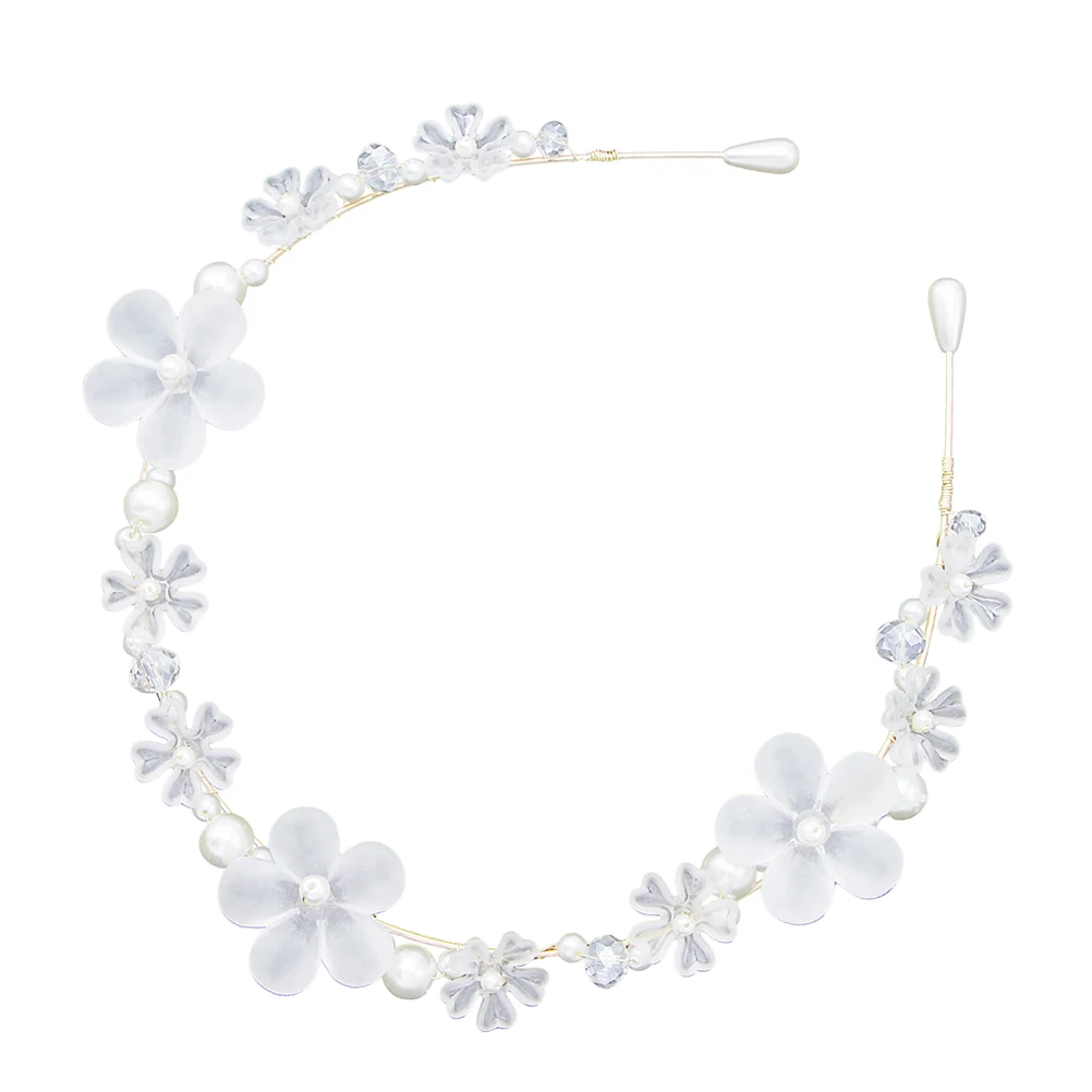 

Цветочный головной убор Белый свадебный головной убор Маленькие цветы Украшение для волос Жемчужные аксессуары Свадебный элегантный стиль Легкий вес