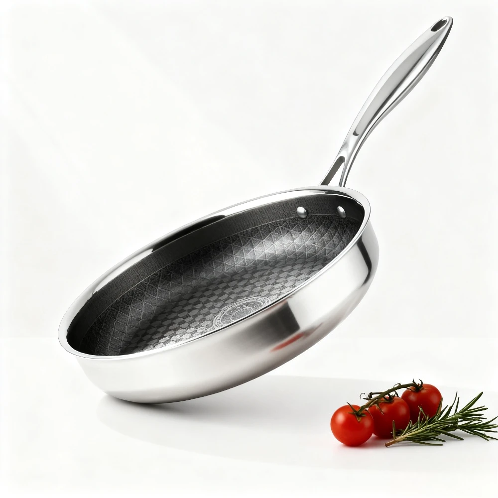 

Stainless Steel Wok Honeycomb Frying Pan Steak Cooking Pan Nonstick Scratch Resistant Gas Stove and Induction Cooker Compatible