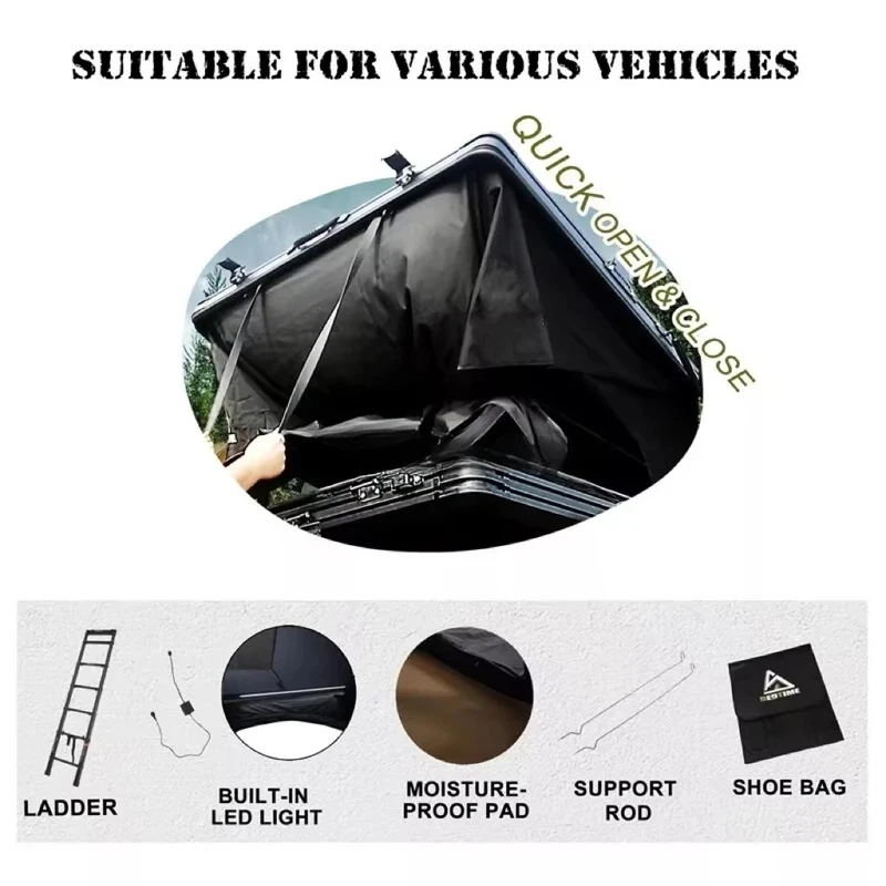 

Sturdy Factory Directly Supply Aluminium Hard Car Roof Top Tent with Lage Racks Sale Waterproof
