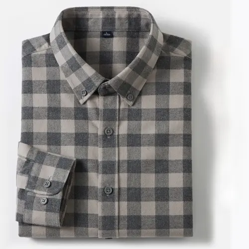 New in Shirt Plaid 100%Cotton Brushed Long Sleeve Shirts for Men Slim Fit Casual Tops High Quality Designer Vintage Clothes - Image 3