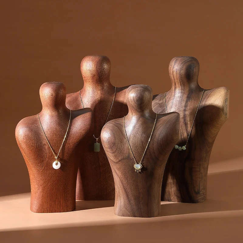

Подставка для ожерелья из цельного дерева, человеческая фигурка, модель шеи, подставка для ювелирного магазина, витрина, подставка для ювелирных изделий, ожерелье, реквизит для дисплея