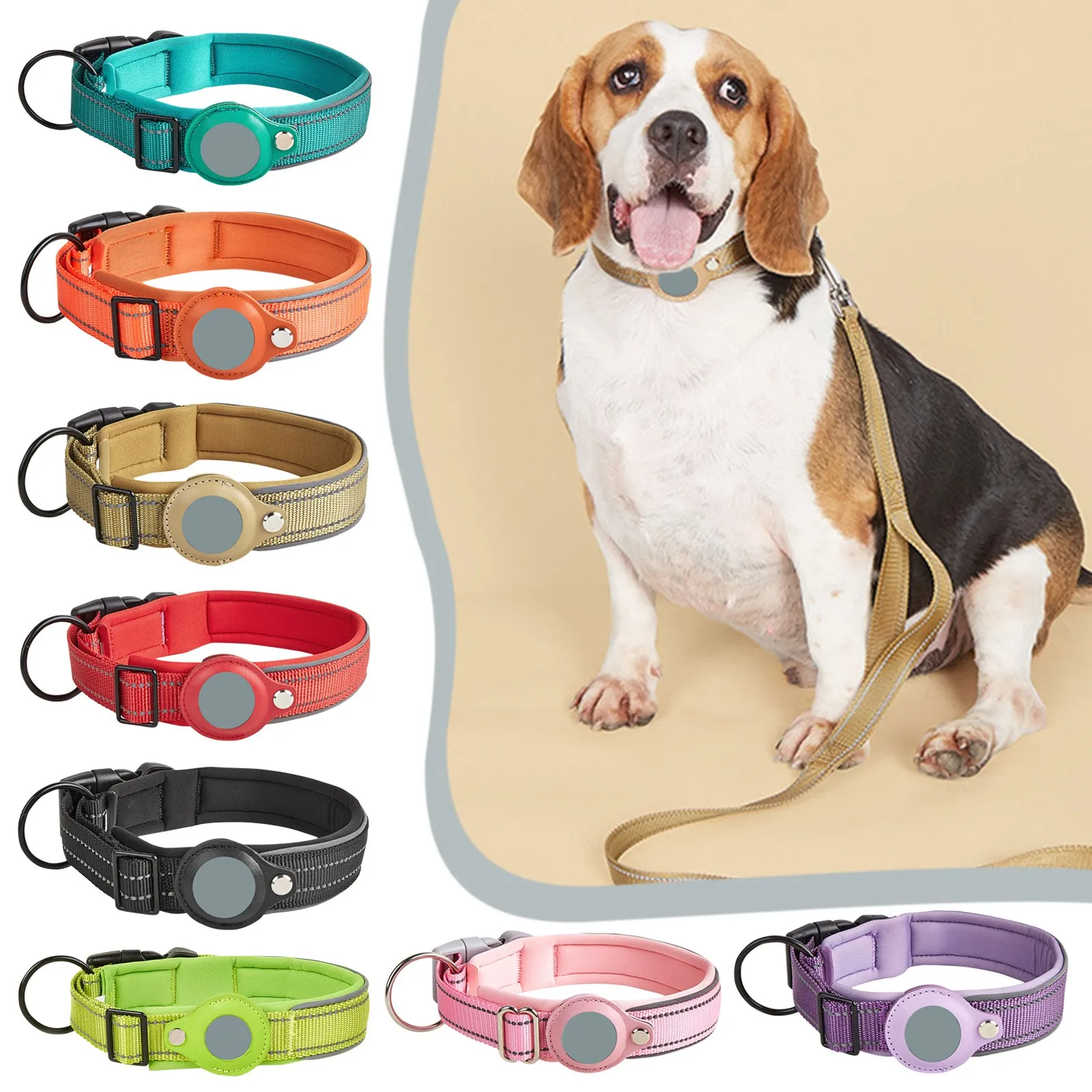 Reflective Dog Positioning Collar Gps Medium And Large Dog Non-Strangle Neck Ring Pet Tracking Anti-Lost Collar Traction Rope