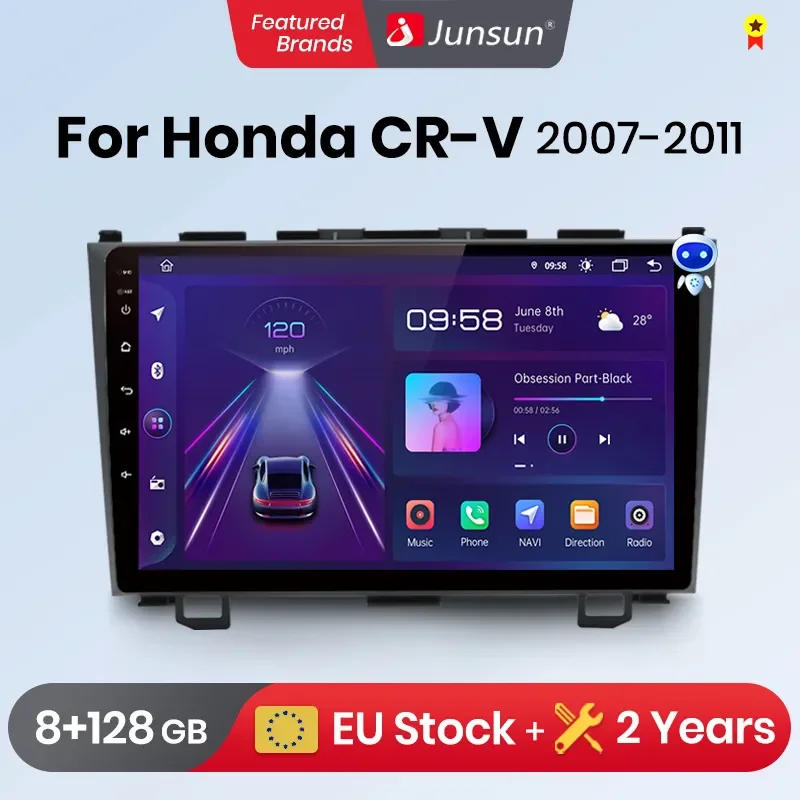 Junsun Wireless CarPlay Android Auto Car Intelligent Systems for Honda CR-V 3 RE CRV 2007-2011 GPS Car radio