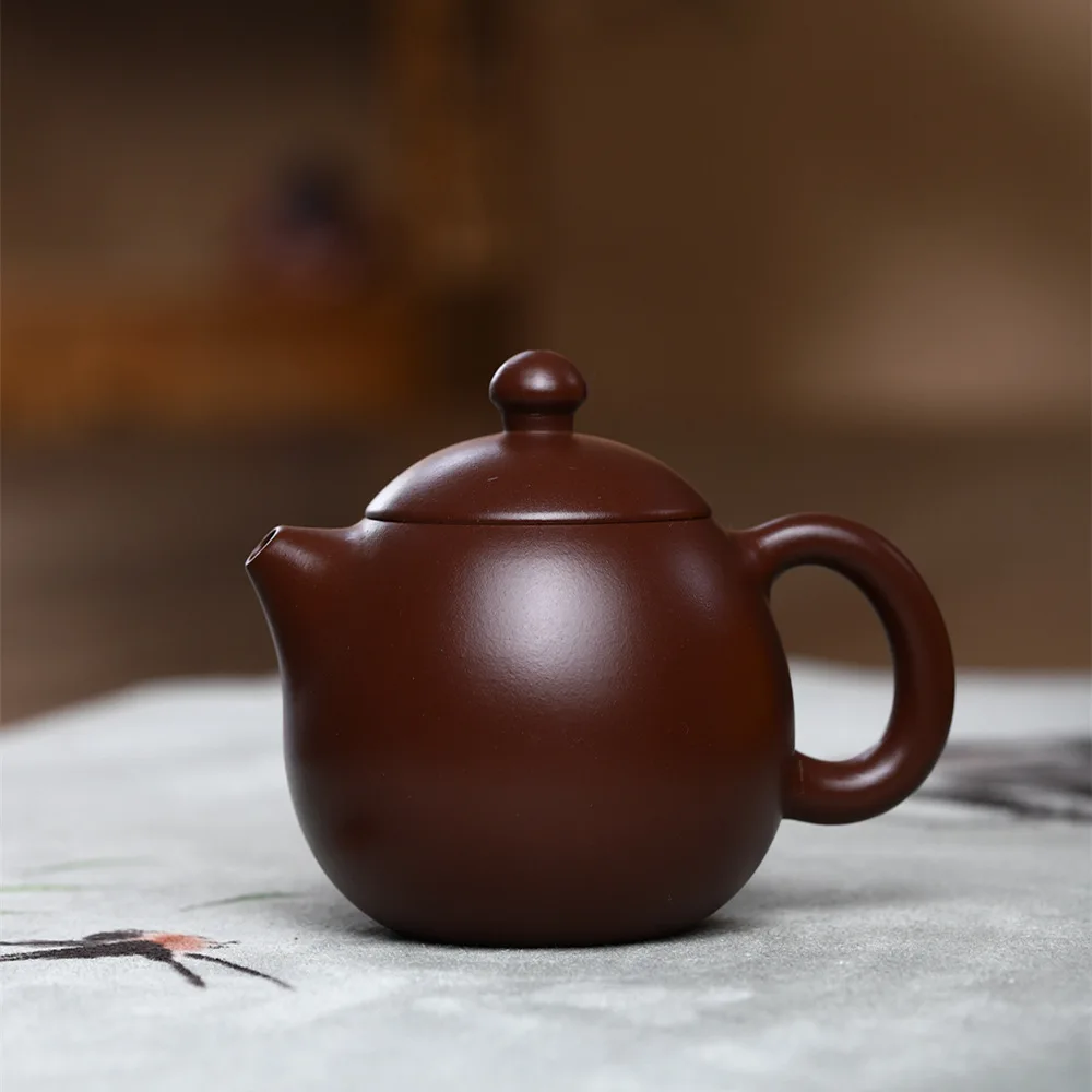200cc Yixing Purple Clay Teapot Handmade Zhu Mud Dragon Egg Kettle Chinese Beauty Tea Infuser Raw Ore Zisha Tea Pot  Drinkware