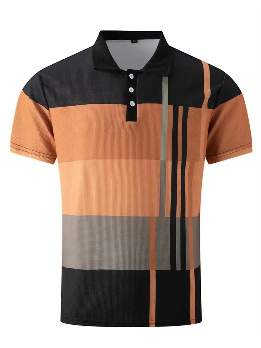 Hot Limited Time Selling Explosive Sports Breathable Match Color Gradient Stripes Scratch Resistant Wear Resistant  Men\'s Polo