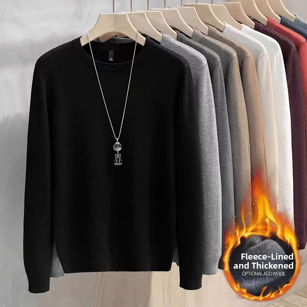 

Мужской круглый вязаный свитер Ne Thiened Fce на подкладке Цветная внутренняя одежда Base irt Зимний теплый повседневный прямой крой Pol...