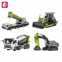 SEMBO Constructions Engineering Vehicle Assemblage Building Blocks MOC Excavator Crane Mixer Truck Models Kids Toys Boys Gifts