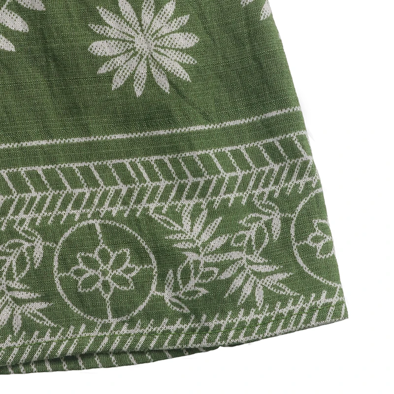 Damska Zielona Sukienka Maxi w Stylu Boho z Nadrukiem, Dekolt w Serek, Bez Rękawów, Wiązana w Talii, Warstwowa z Falbanami, Letnia, Wakacyjna, Codzienna, na Imprezę