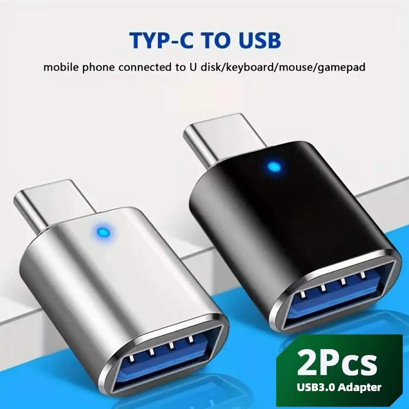 

2Pcs LED USB 3.0 To Type C Adapter OTG To USB C USB-A To Micro USB Type-C Female Connector For Samsung Xiaomi POCO Adapters