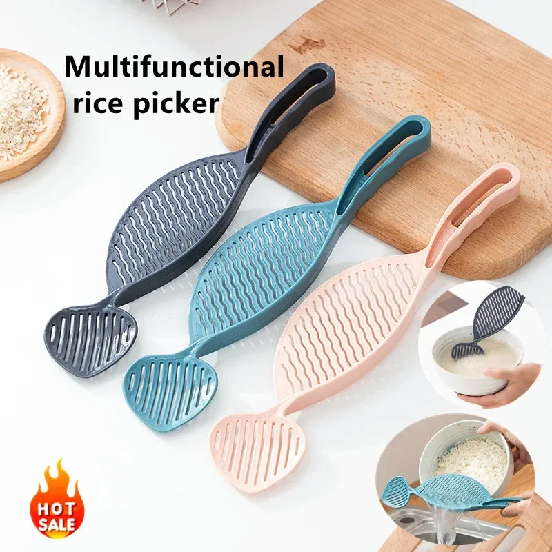 New Kitchen Utensils Multifunctional Hand-held Rice Washing Spoon With Hanging Holes Rice Sieve Kitchen Rice Draining Spoon