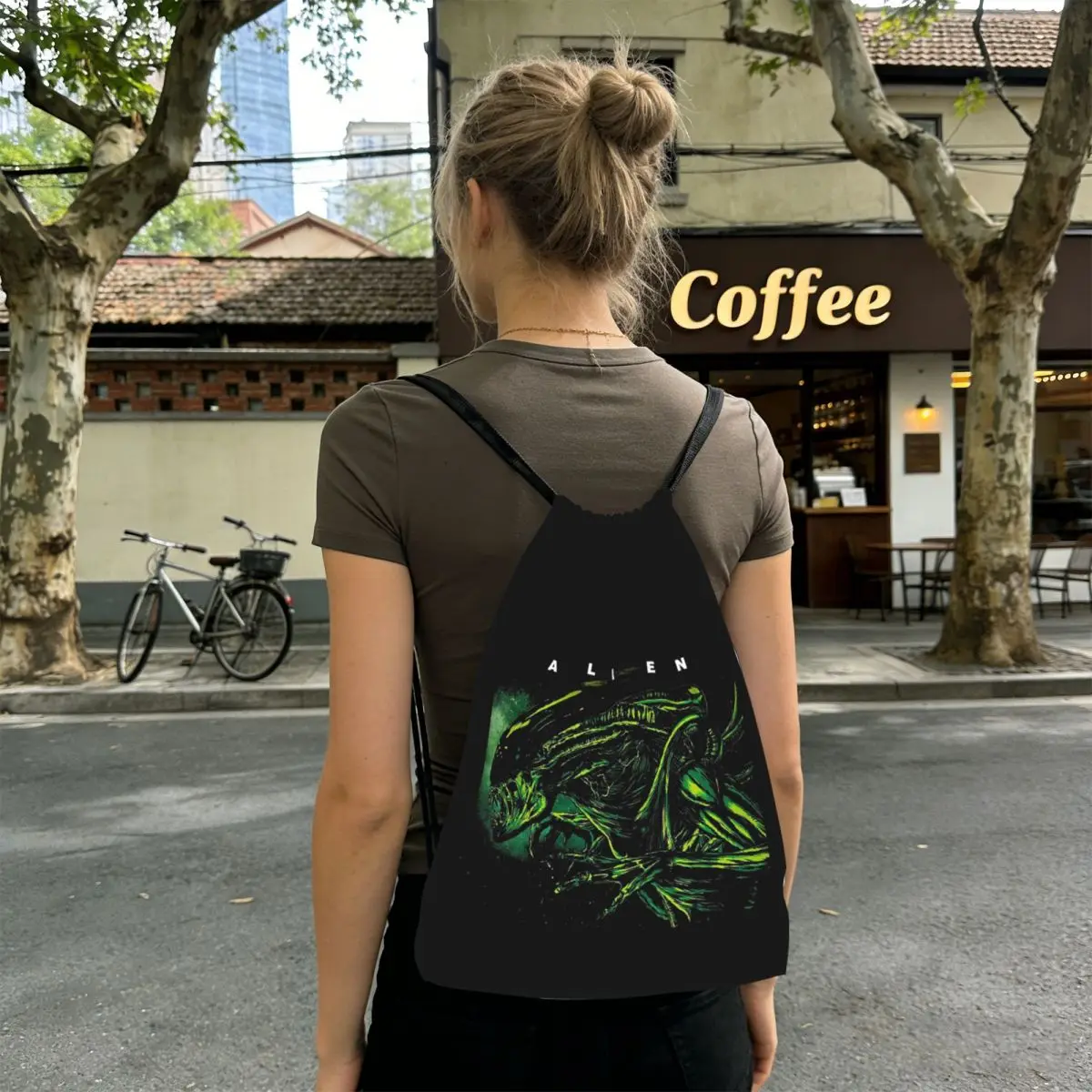 Alien Backpacks Fashion Drawstring Bags Storage Bag Book Bags for Travel School