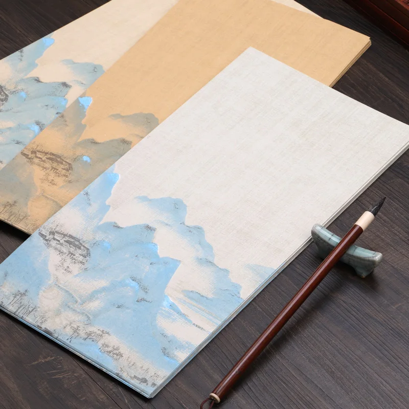 The Vast Land Letterhead Paper Rijstpapier 17*34cm Batik Running Cursive Calligraphy Paper Chinese Vintage Half Ripe Xuan Papier