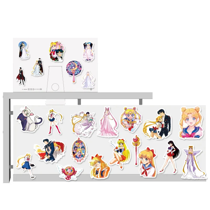 Juego de pegatinas de Sailor Moon impermeables, pegatinas de Anime para maleta, cuaderno, guitarra, monopatín, piel para portátil, 50 unidades