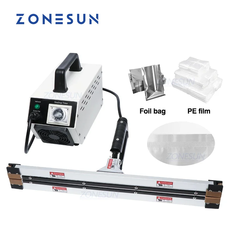 ZONESUN Instant Hot Plier Portable Impulse Sealer Sealing Machine for Aluminum Vacuum Composite Film Mask Packaging Machine