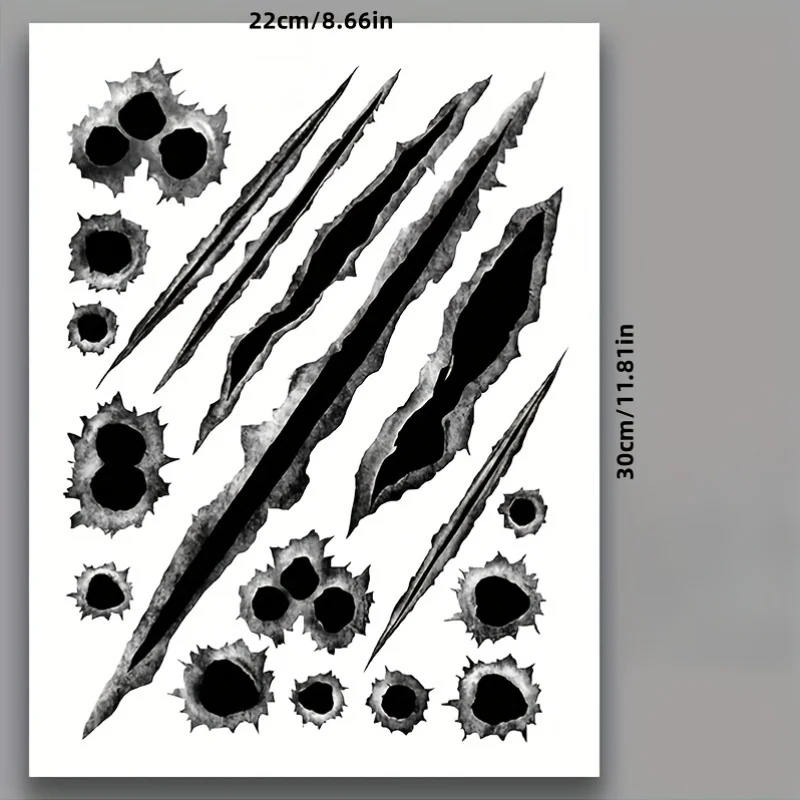 مجموعة واحدة من ملصقات بفتحة رصاصة وعلامة مخلب - فينيل مقاوم للماء واقعي لأجهزة الكمبيوتر المحمولة للمركبات - مثالية لتخصيص Elgy Battle Vibe