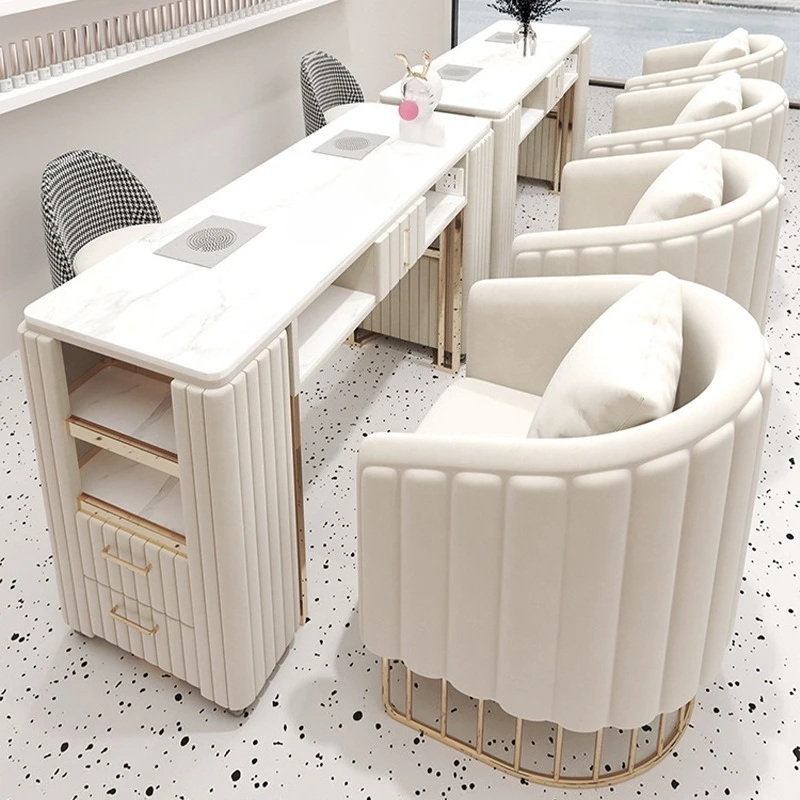 

beauty salon manicure tables elegant white simple marble nail desk minimalist multifunctional mesa de unhas commercial furniture