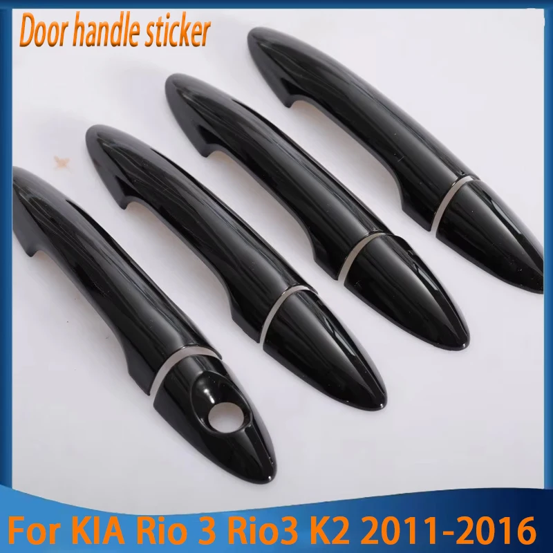 Glossy Black Carbon Fiber Car Door Handle Cover Decor Trim Stickers Styling Accessories For KIA Rio 3 Rio3 K2 2011-2016