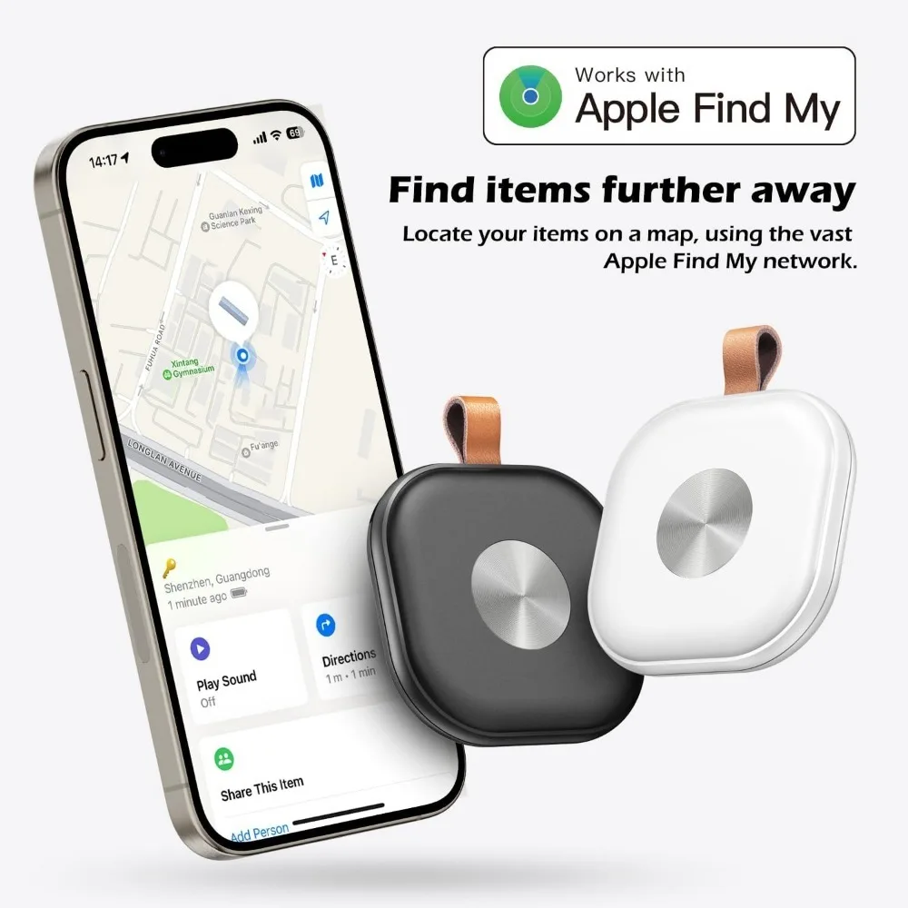 Smart Bluetooth Tracker,Key Finder,Item Locator Works with Apple Find My (iOS Only),Tracking Tag for Pets,Luggage,Keys,Bags,Wall