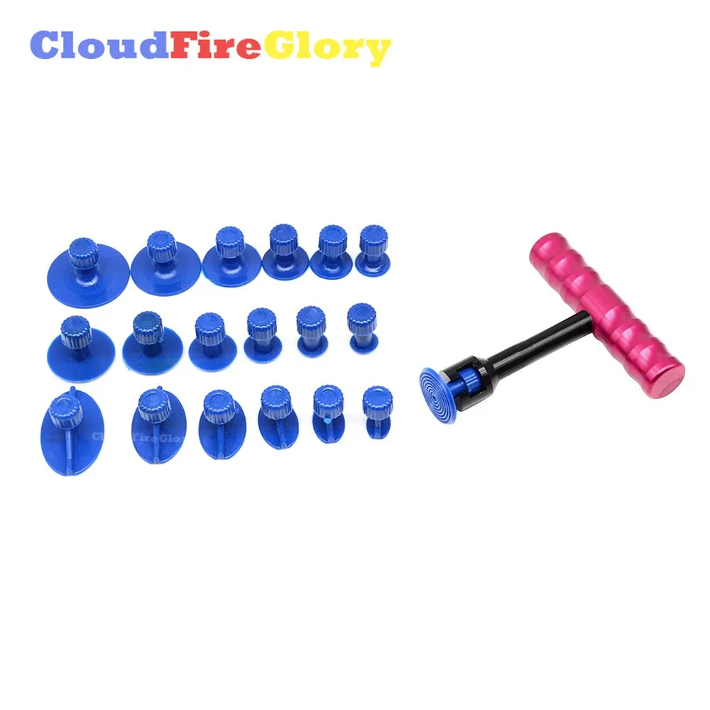 CloudFireGlory Universal 18 x Tabs & T-Bar Hammer Puller Lifter Car Dent Repair Puller Hail Pit Sagging Repair Kit motorcycle lift stand portable labor saving lifter anti slip wheel lifting bracket motorcycle lift stand jack accessories