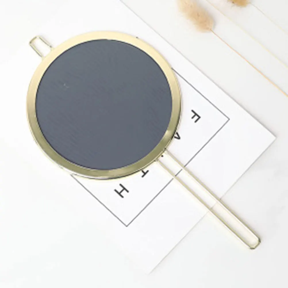 

Round Wall Hanging Handheld Makeup Mirror High Definition Smooth Surface Durable Metal Frame Vanity Bathroom Travel
