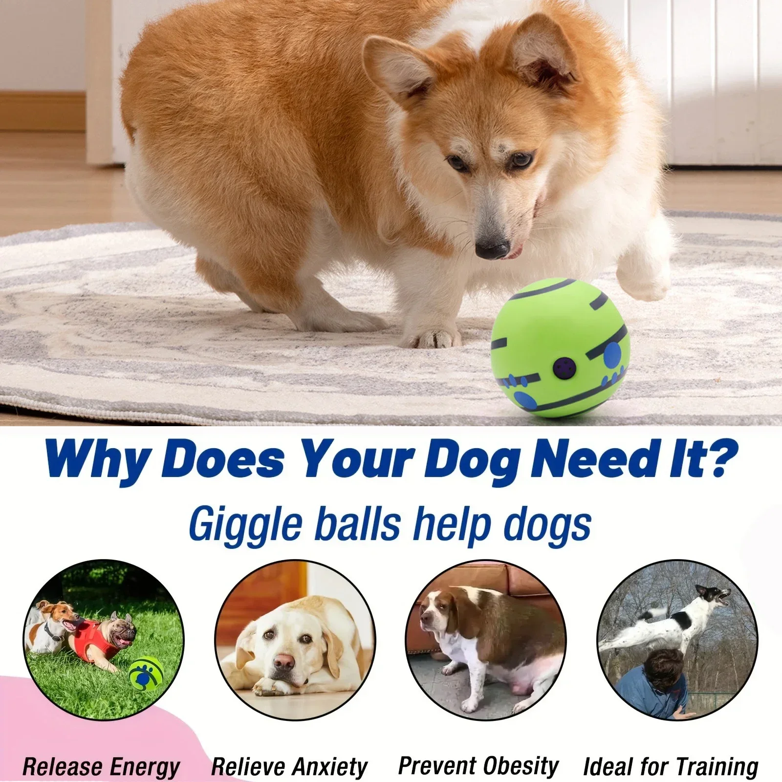 Pet Play Giggle Ball Indoor Outdoor Rolling Movement Pet Training Supplies Wholesale Dog Squeaky Toy Interactive Toys For Dogs